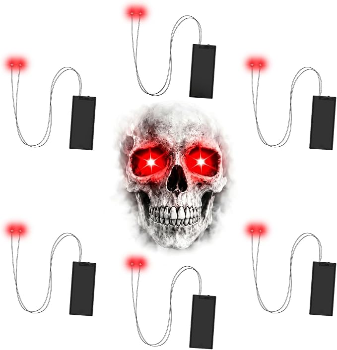 6 Pack Halloween Glowing LED Eyes, Halloween Eyes Lights for Skulls, Costumes & Props (Red) - sugar skull costume