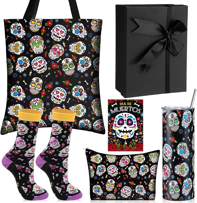 6 Pcs Sugar Skull Gift Set for Women, Day of The Dead Theme - sugar skull handbags for sale