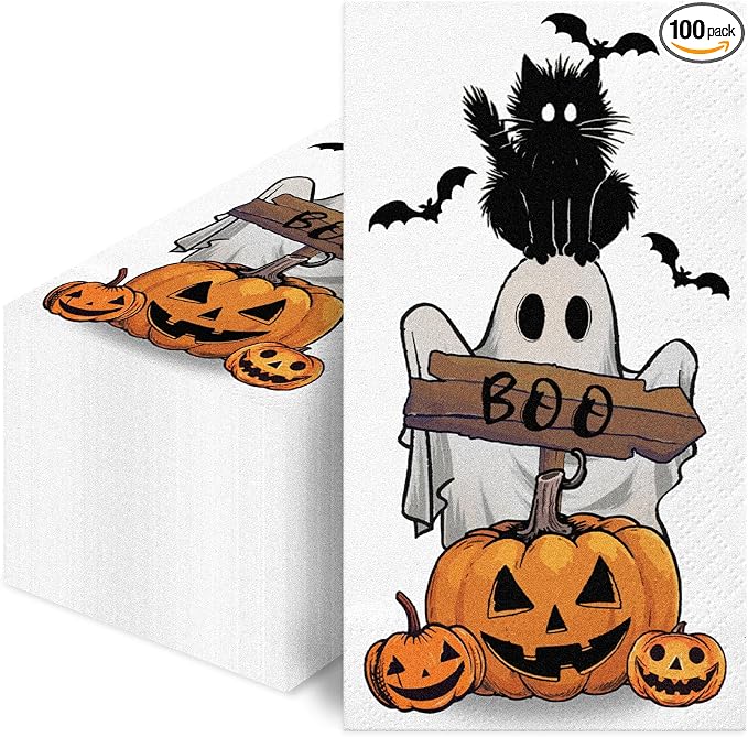 100Pcs Halloween Guest Napkins - skull toilet paper