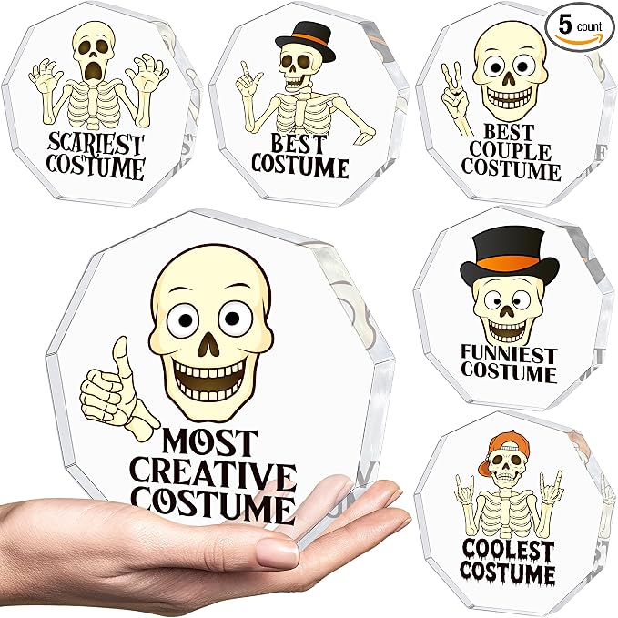 6PCS Halloween Costume Contest Skull Acrylic Trophy for Adults - sugar skull costume