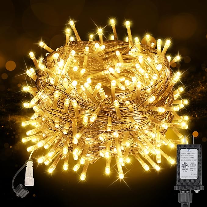 70FT 200LED Christmas String Lights Plug in, Outdoor Indoor Connectable Twinkle Fairy Lights with Timer and 8 Modes, Christmas Tree Lights for Garden Party Wedding Christmas Decoration, Warm White - string light