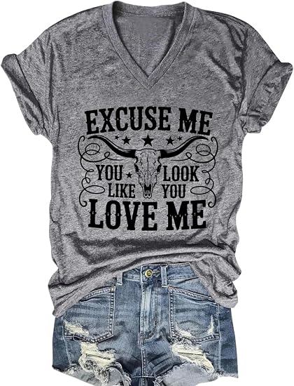Excuse me You Look Like You Love Me Shirts Cow Skull T Shirt - skull tshirt