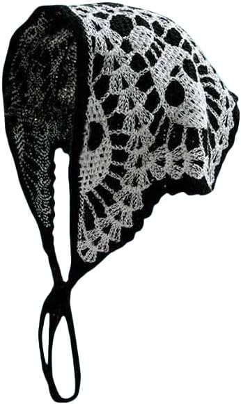 Womens Gothic Crochet Bandanas Bat Spiderweb Ghost Triangle Headbands Halloween Costume Hair Scarf Goth Accessories - skull headband