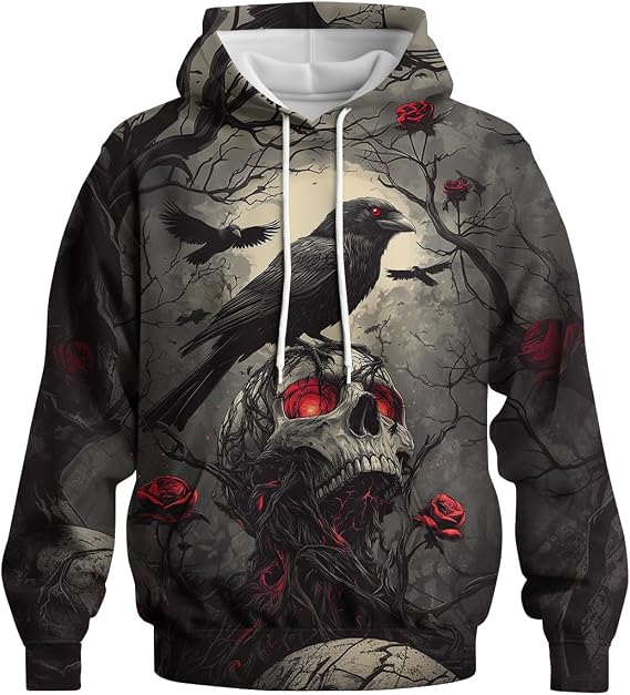 Novelty Long Sleeve Hoodie Funny Fashion Gothic Skull Sweatshirts - skull hoodie