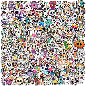 JULBEAR 200 Pcs Day of the Dead Skull Stickers, Waterproof Vinyl Decals - skull candle