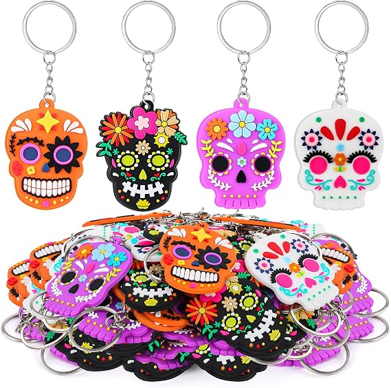 Day of The Dead Ornaments,Dia De Los Muertos Sugar Skull Keychain - skull backpack
