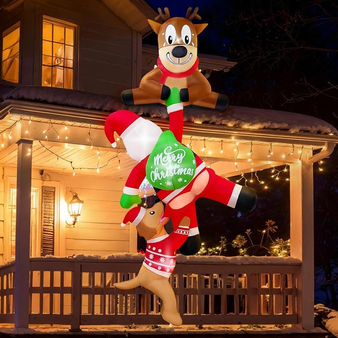 8FT Hanging Christmas Inflatables Outdoor Decorations Santa, Reindeer, Dog - skull inflatable