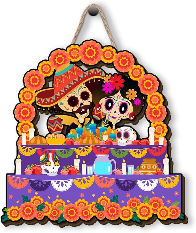 Dia De Los Muertos Wreath 11.8×11.8 Inch Day of The Dead Home Party Decor - skull wreath