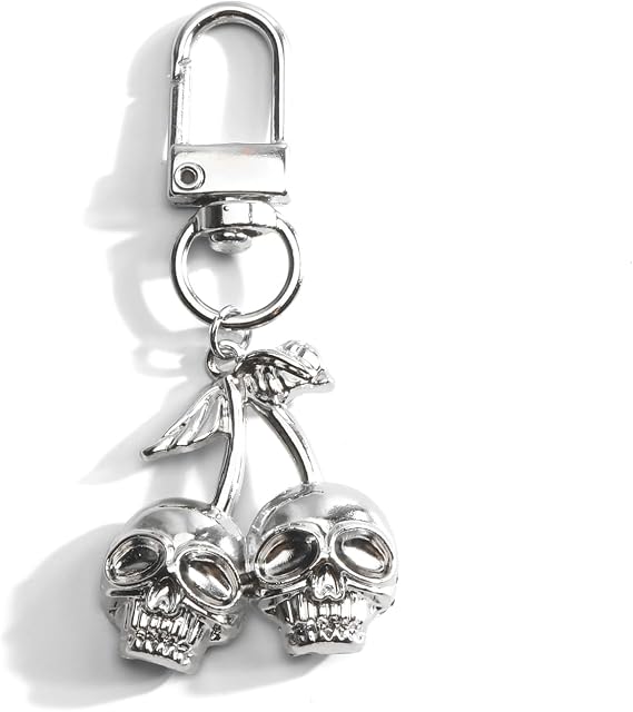Skull Keychain Goth Keychain for Women Cherry Bag Charm for Keys Purse Handbag Halloween Birthday Christmas - sugar skull handbags for sale