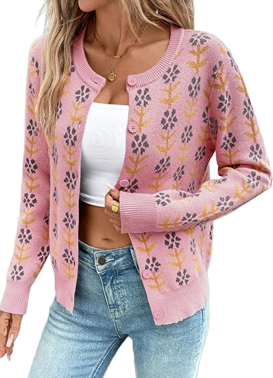 Sidefeel Cardigan Sweaters for Women Printed Cropped Sweater - skull jacket