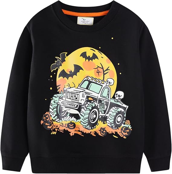 Mrocioa Boys Girls Pumpkin Face Sweatshirt Long SLeeve Kids Halloween Toddler Tops for 2-7T - skull sweatshirts
