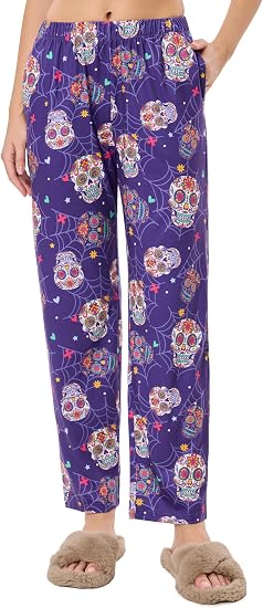 sissycos Women's Pajama Bottom Halloween Christmas Holiday Pj Pants - skull pajamas