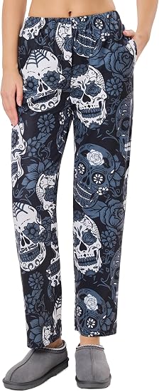 sissycos Women's Pajama Bottom Halloween Christmas Holiday Pj Pants - skull leggings