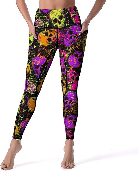 High Waist Workout Leggings for Women Tummy Control Printed Yoga Pants with Pockets Holiday Costume