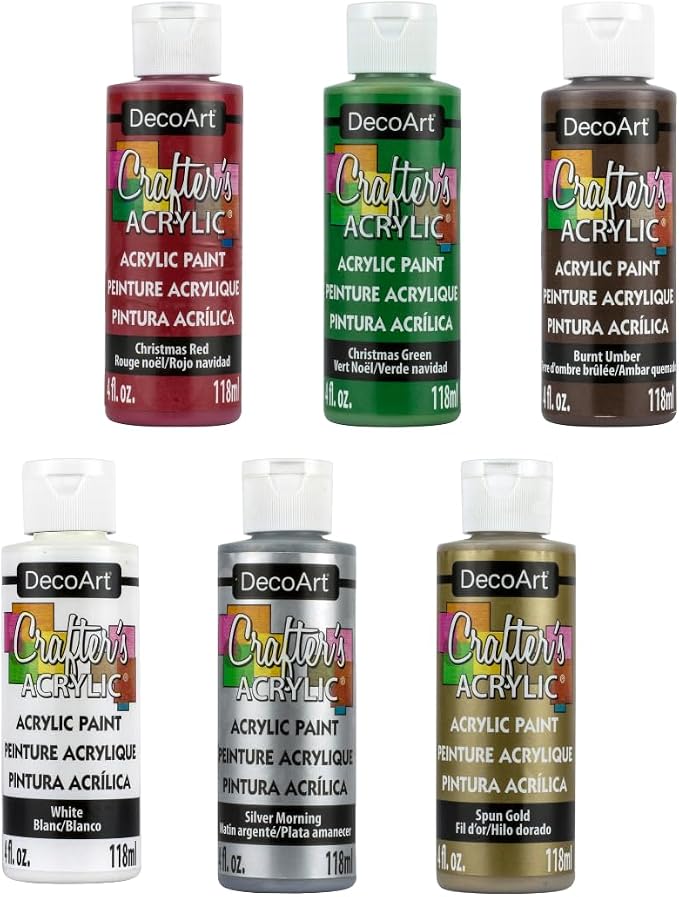DecoArt Crafter’s Acrylic Paint Set – Christmas Colors Holiday Collection, 6 Bottles (4 fl oz) – Easy Craft Paints, Classrooms, Art Projects & DIY Crafts - skull painting