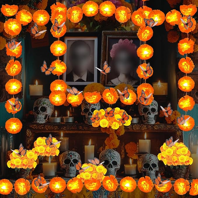 Day of The Dead Decorations for Dia de Los Muertos Diwali Indian Altar - skull carpet