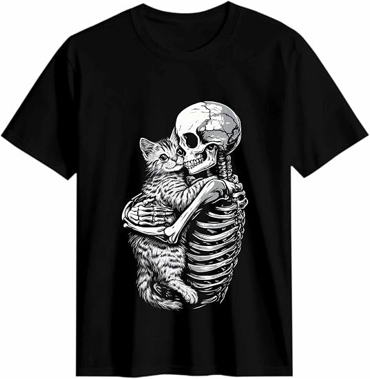 Women's T Shirt Horror Skull Cat Graphic Tees Short Sleeve Tops Black Women's Crew Neck Ribbed Fitted Shirt - skull swimsuit