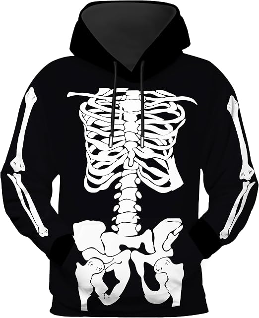Mens Halloween Sweatshirt Holiday Long Sleeve Hoodies with Pockets - skull hoodie