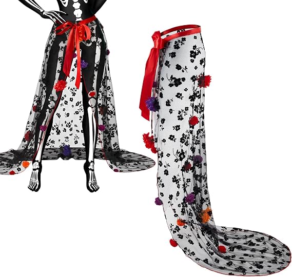 Women Day of Dead Costume Skirt Halloween Skeleton Floral - sugar skull costume
