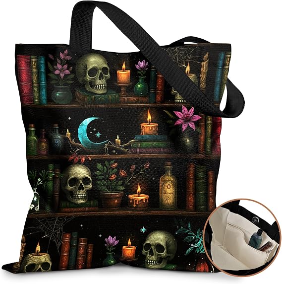Miss Adola Canvas Tote Bag for Women with Zipper Pocket - sugar skull handbags for sale