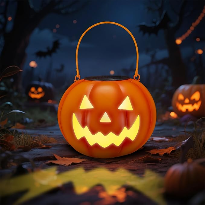 Halloween Decorations Outdoor, Pumpkin Solar Lights for Outside Porch Decor - skull lamp