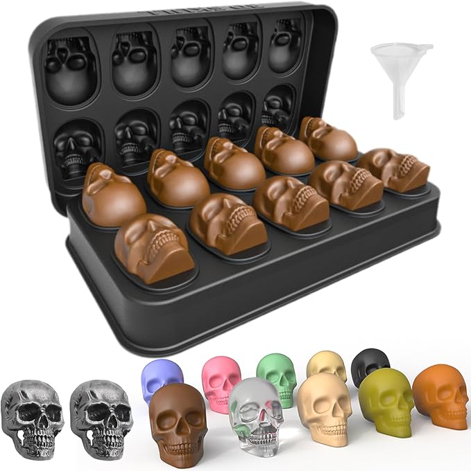 10-Cavity Silicone Skull Ice Cube Mold With 2 Fridge Magnets - skull ashtray