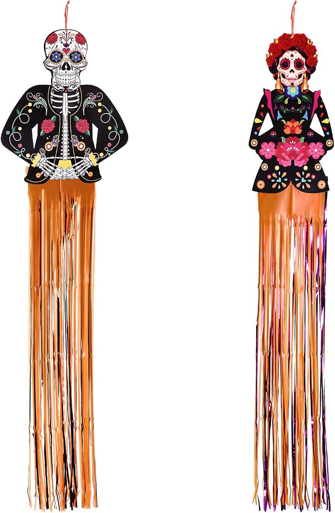 2 Pack Day of The Dead Decor 4.5 Ft Decorations for Mexican Day Halloween Outdoor Indoor Home Yard Decor