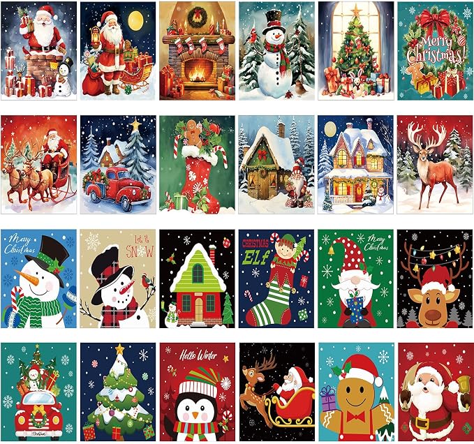 Sherr 24 Pcs Pre Drawn Canvas for Adult, Christmas, 8 x 10 Inch - skull painting