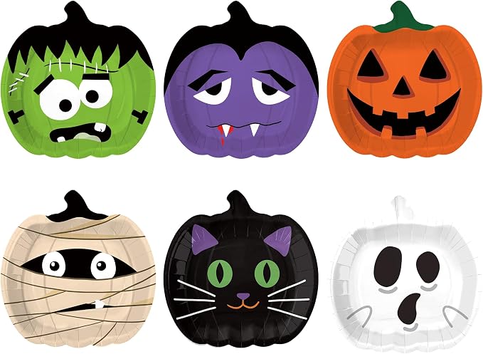 48pcs Halloween Paper Plates Halloween Party Decorations 9 Inch - skull plate