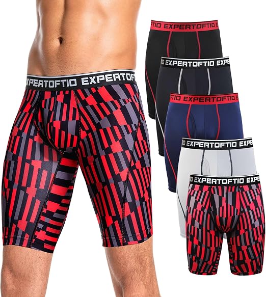 Men's Underwear 9 Inch Extra Long Leg Boxer Briefs for Men Pack, Athletic, Sport, Quick Dry, Moisture Wicking Fly - skull swimsuit