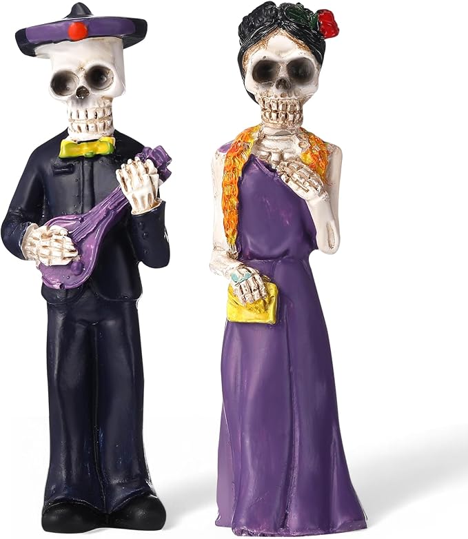 LemonRoad Day-of-the-Dead Couple Skeleton Figurines, Gentle - skull figurine