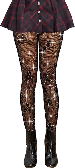 Star Fishnet Stockings for Women-Lace Design, Breathable & Stretchy Tights for Party, Cosplay, Fashion - sugar skull costume
