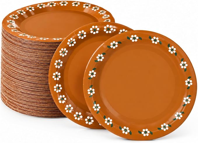 120 Pcs Mexican Paper Plates Cielito Lindo 7/9 Inch,Green Flowers - skull plate