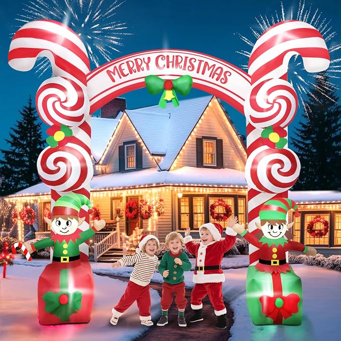 Kalolary 9FT Christmas Inflatable Archway, Nutcracker Soldier Archway Outdoor Merry Christmas Blow Up Decoration with Build-in LED Lights for Indoor Outdoor Garden Yard Lawn Decor - skull inflatable