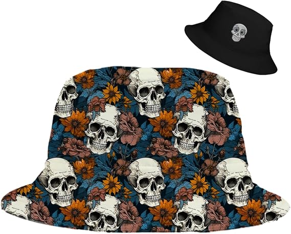 Bucket Hat for Men Women Funny Holiday Fishing Hat Cute Fisherman Cap - skull hat