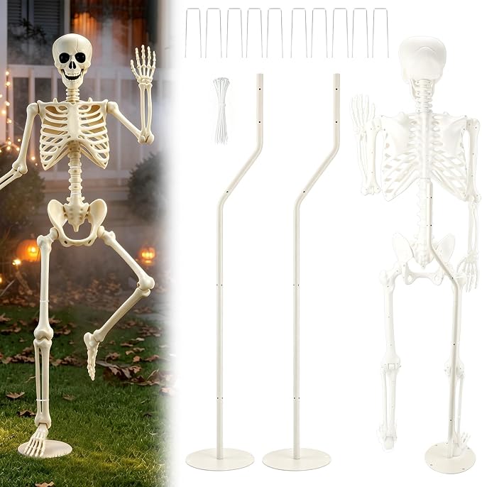 2Sets Halloween Skeleton Stands,Skeleton Support Holder for 5.4FT Skeletons - skeleton