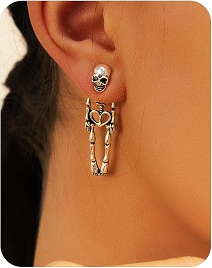 Punk Halloween Earrings for Women,Witch Skull Skeleton Dangle Earrings for Women,Scary Halloween Party Earring for Halloween Accessories - skull tshirt