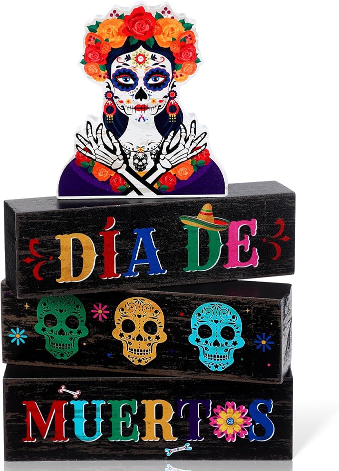 Capoda 4 Pcs Day of The Dead Table Decorations - skull candle