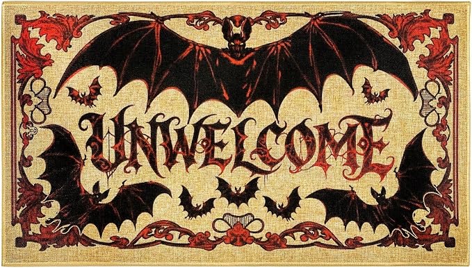 Halloween Welcome Mat Bat Outdoor Unwelcome Gothic Doormat Outside Rug