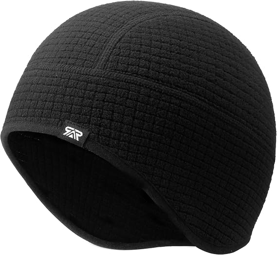 SUNMECI Winter Grid Fleece Skull Cap Thermal Helmet Liner for Men Women - skull hat