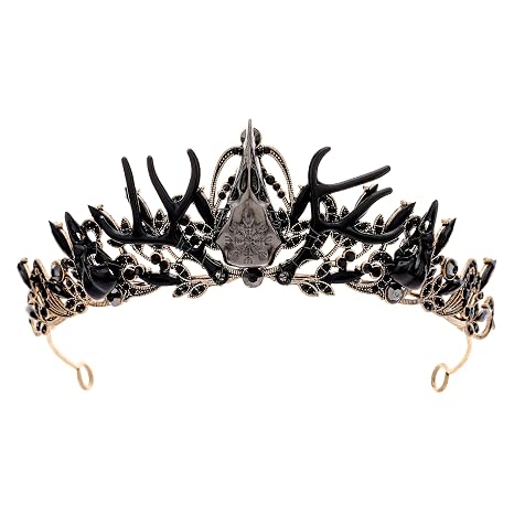 Gothic Crow Skull Crown - Medieval Black Elf Circlet Headpiece - skull headband