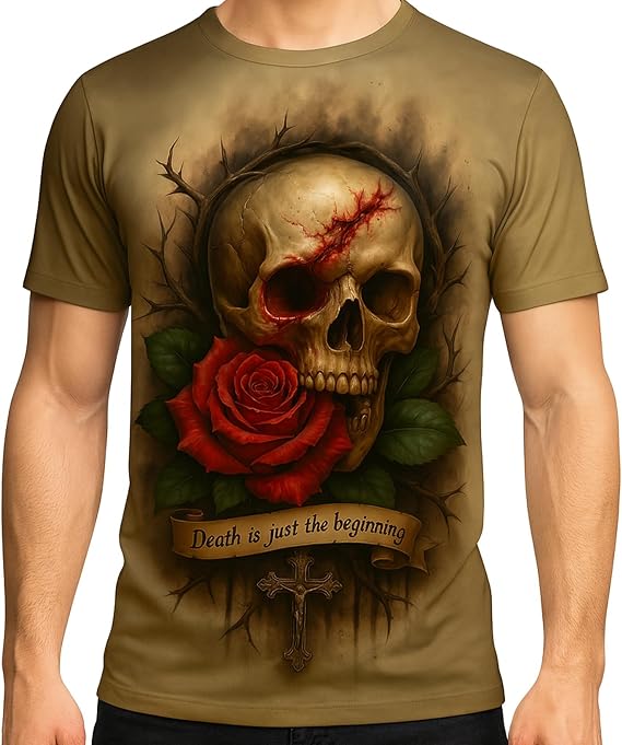Blissboy Funny Skull Graphic T-Shirt Novelty Short Sleeve Crewneck Shirt - skull tshirt