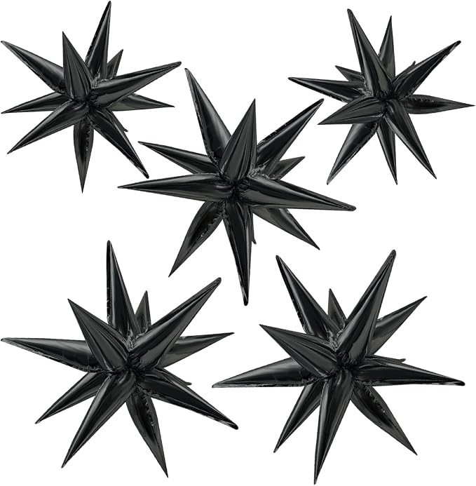 Star Balloons 60Pcs Black Balloon 12 Spike Foil Balloons Explosion Mylar Cone Balloon Magic Party Decorations Backdrops for Halloween Graduation Birthday Wedding Anniversary Retirement - skull inflatable