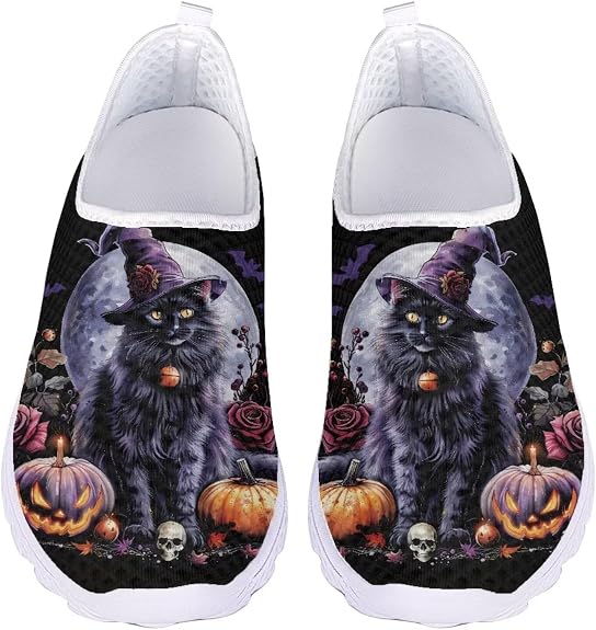 Jeiento Christmas Athletic Running Shoes for Women - Fashion Tennis Walking Sneakers - sugar skull boots