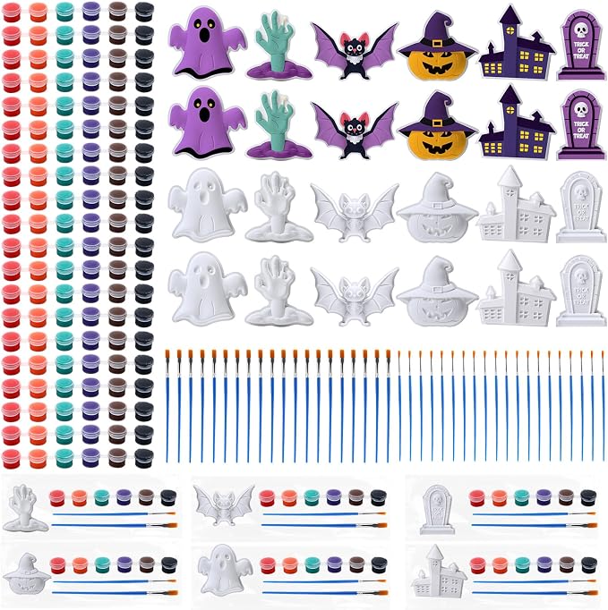 Foilswirl 24 Set Halloween Ceramic to Paint, DIY Ghost Painting Kit