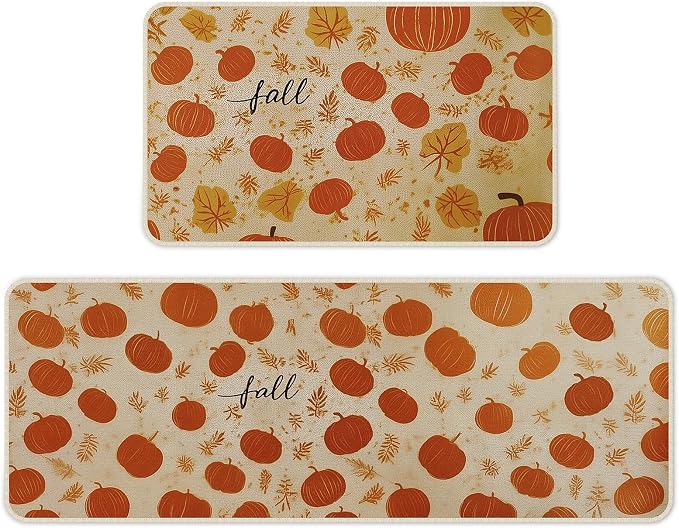 Kitchen Mat Set of 2,Halloween Rugs for Kitchen, 17"x29"&17"x47" - skull toilet mat