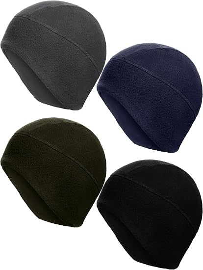 SATINIOR 4 Pcs Fleece Skull Cap Ear Flaps Windproof - skull hat