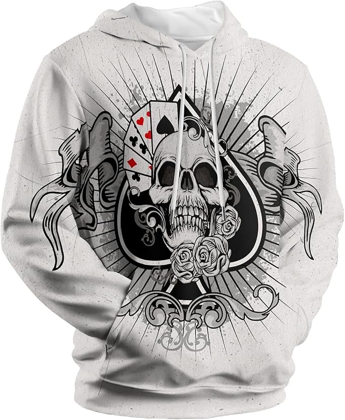 Amasnay Blue Flame Wolf Hoodies 3D Print Graphic Pullover Hooded Sweatshirt Hoodies with Big Pockets for Men Women - skull jacket