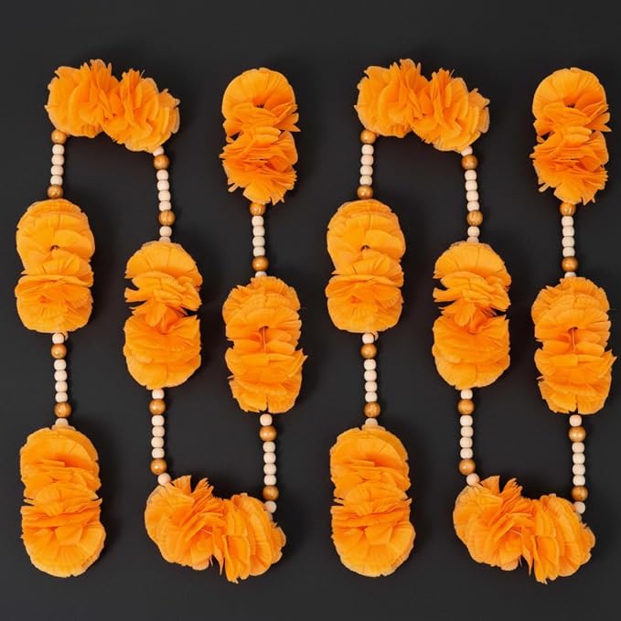 Breling 2 Pcs Dia De Los Muertos Flores Cempasuchil Marigold Flower Wreath - skull wreath
