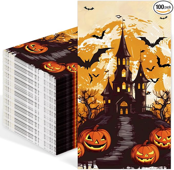 100Pcs Halloween Napkins Paper 3 Ply Disposable Bathroom Hand Towel - skull toilet paper
